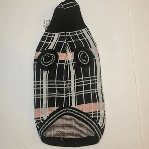 Mabel & James Plaid Dog Sweater Pink, Black Size Large